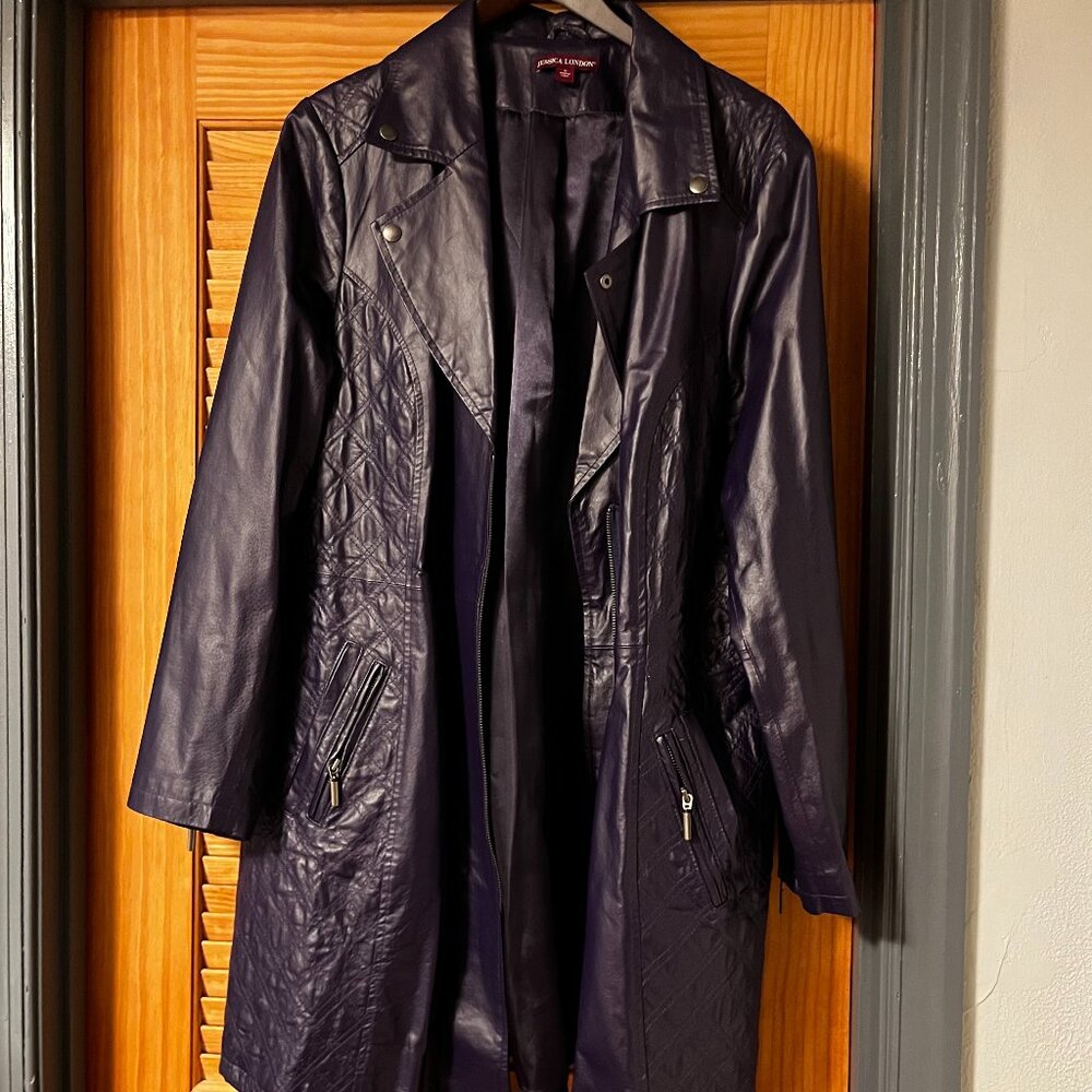 Jessica London Navy Leather Trench Coat